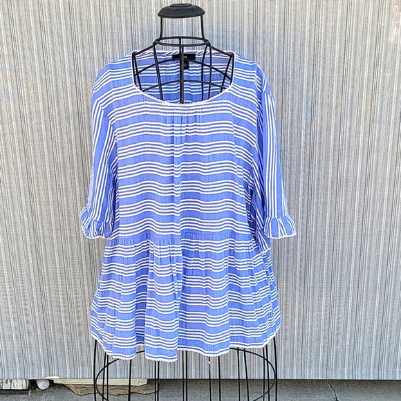 ellos Tops Blue And White Striped Blouse Poshmark